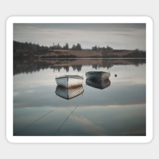 Rowing Boats in the mist Sticker